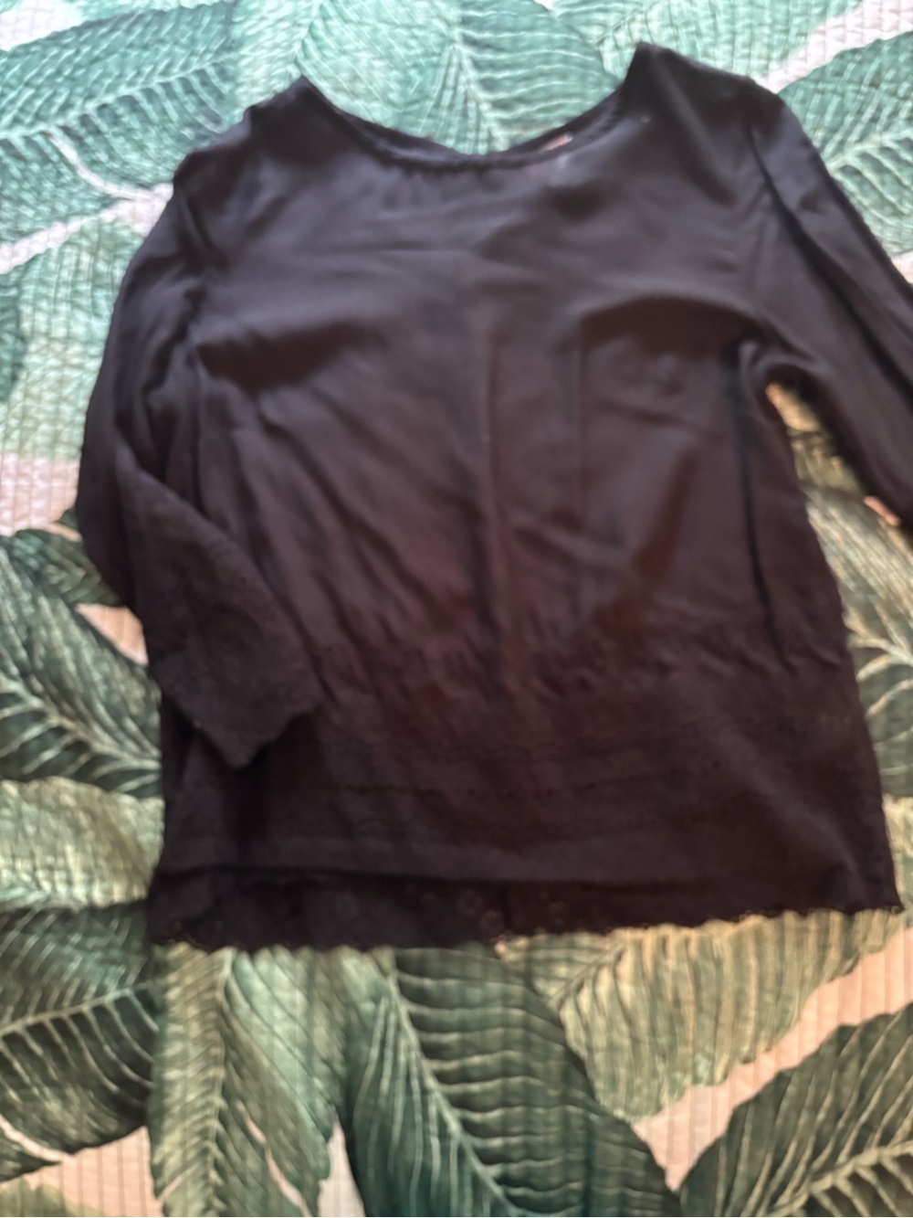 H&M Women's Black Lace-Trim Blouse